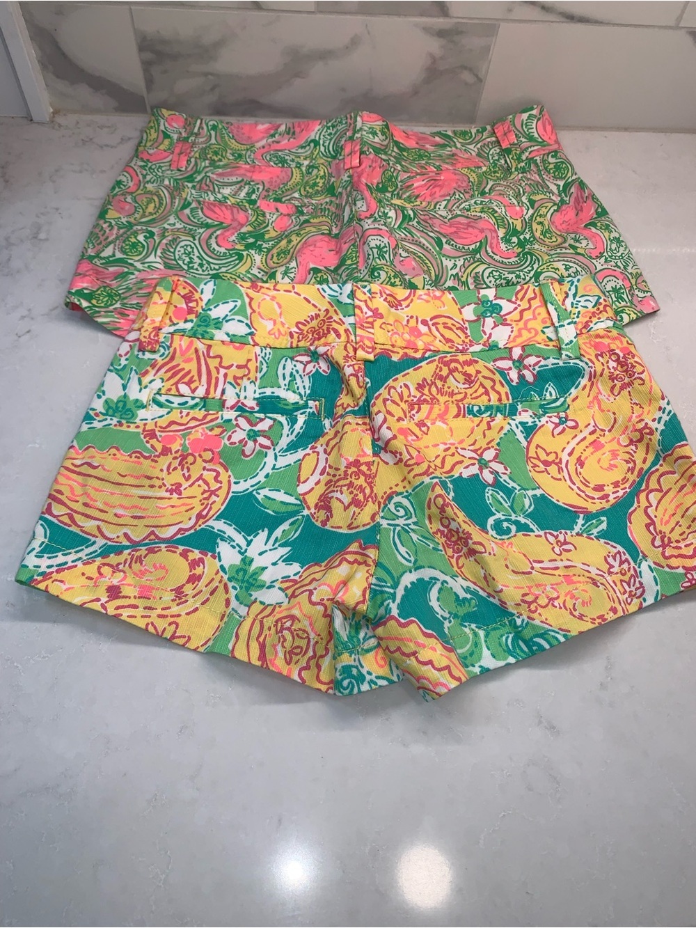 NEW Lilly Pulitzer Teal, Yellow & Pink Paisley Walsh Shorts Size 000 Set - Picture 12 of 16